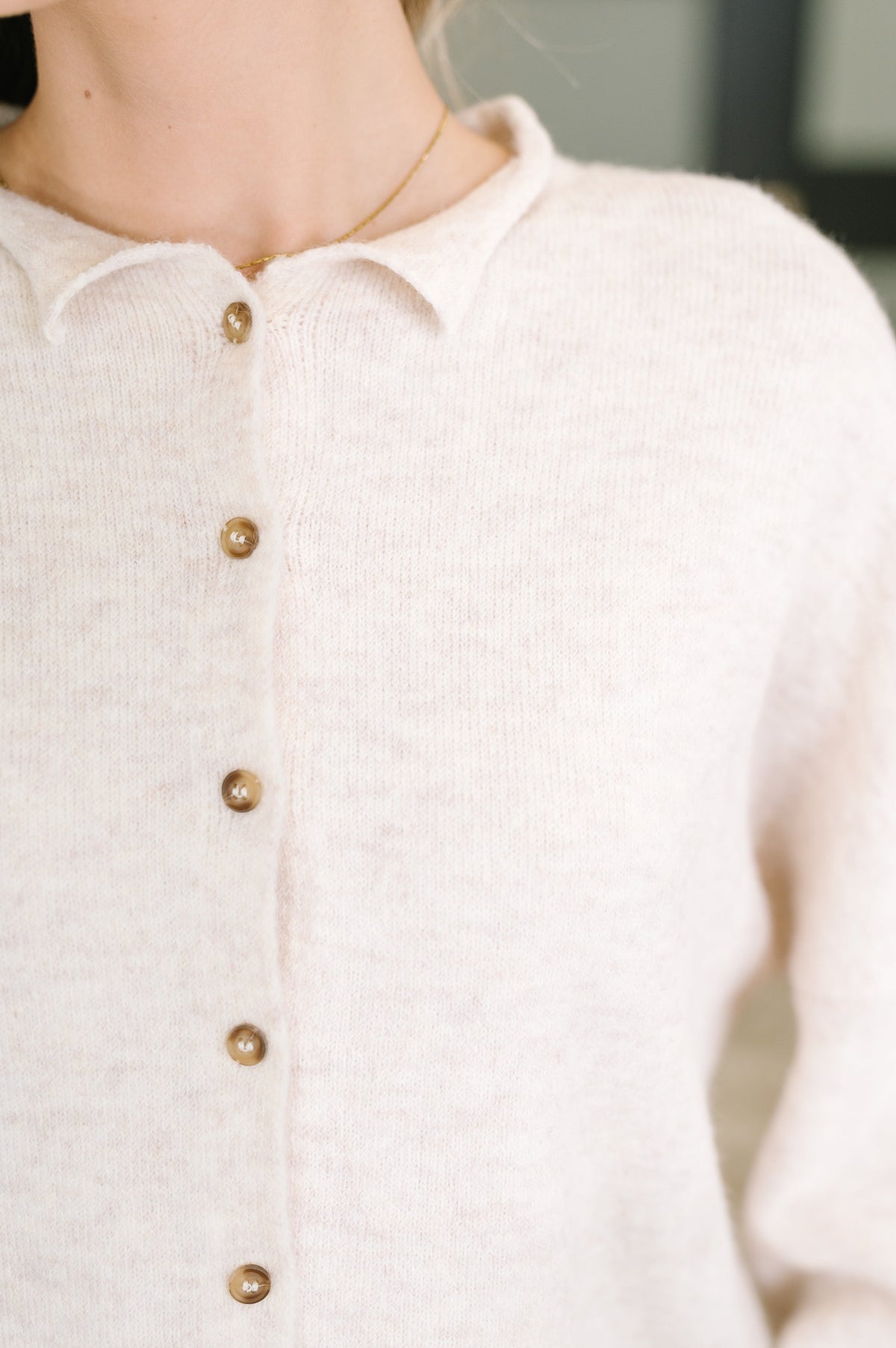 Careful Consideration Collared Button Down in Heathered Beige (Online Exclusive)