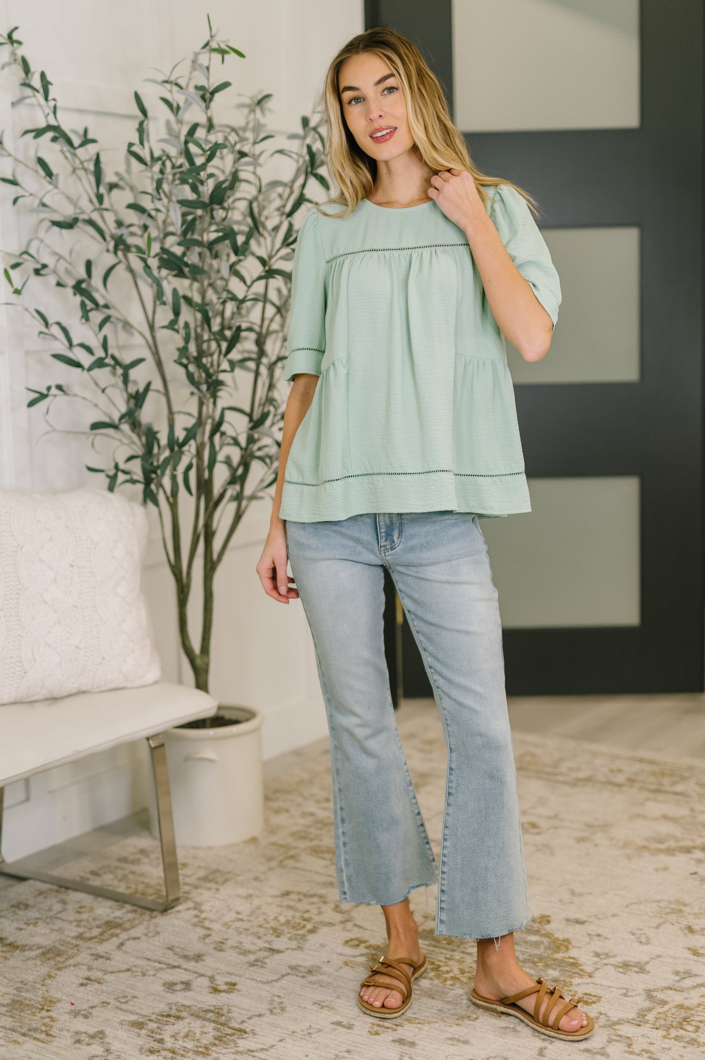 Caught You Looking Crinkle Woven Blouse (Online Exclusive)