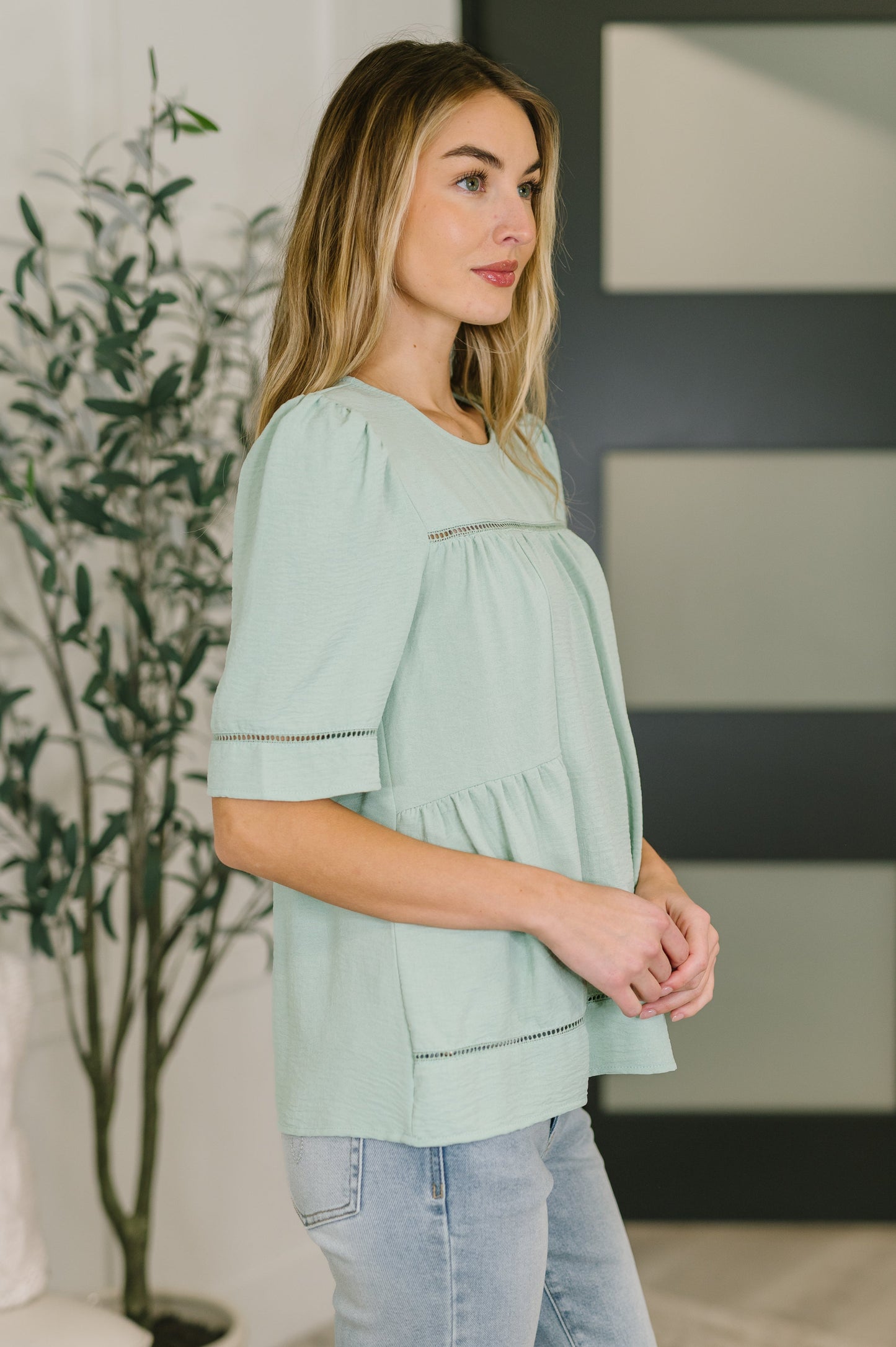 Caught You Looking Crinkle Woven Blouse (Online Exclusive)