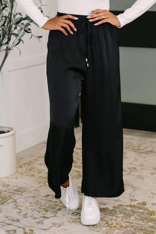 City Ease Wide Leg Bottoms in Black (Online Exclusive)