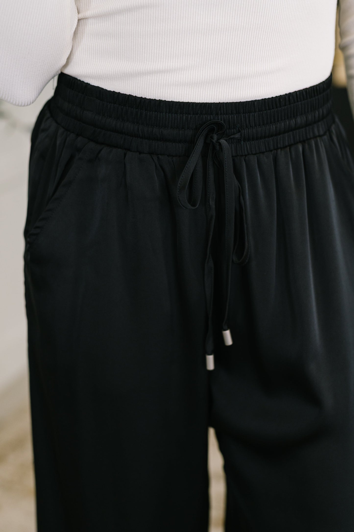 City Ease Wide Leg Bottoms in Black (Online Exclusive)