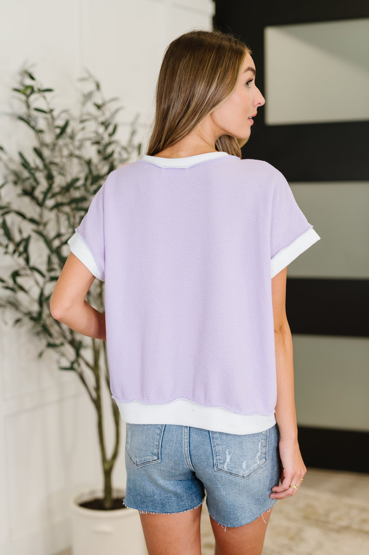 Contrast Club Color Block Top in Lilac, Orange and Denim (Online Exclusive)
