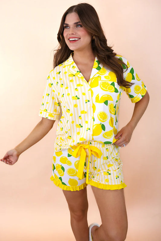 Lemon Drop Ruffle Pajama Set