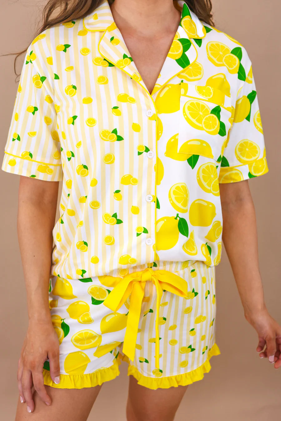 Lemon Drop Ruffle Pajama Set