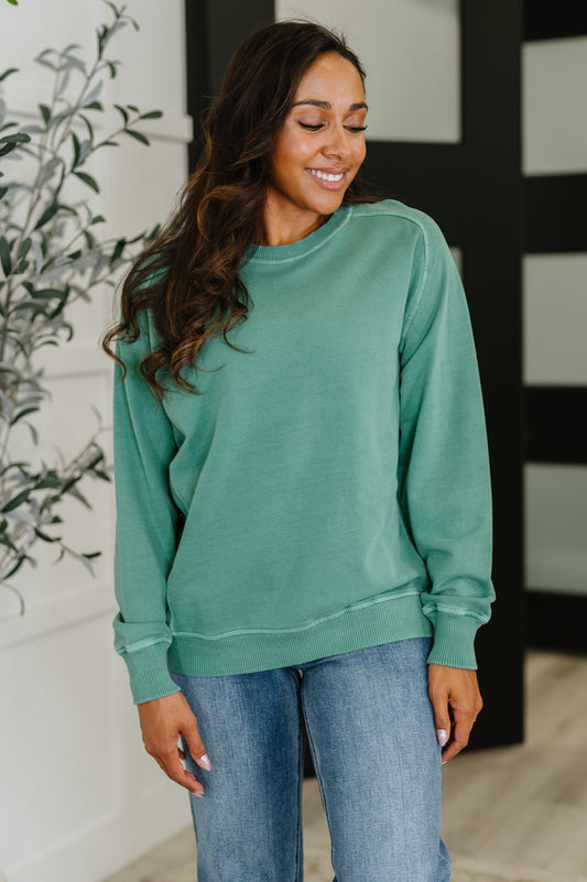 Daily Ease Mineral Wash Pullover in Dark Green (Online Exclusive)