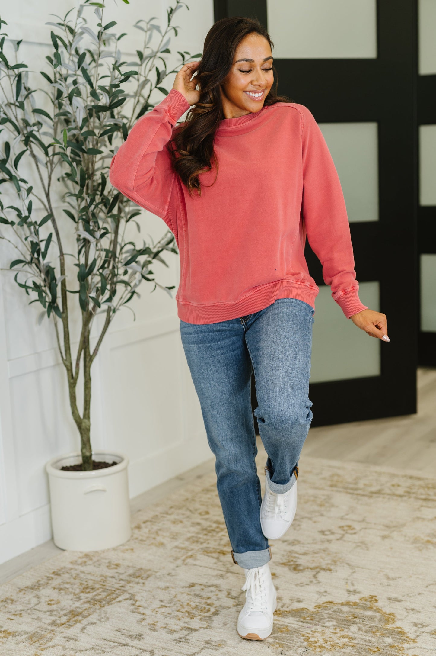 Daily Ease Mineral Wash Pullover in Ruby (Online Exclusive)