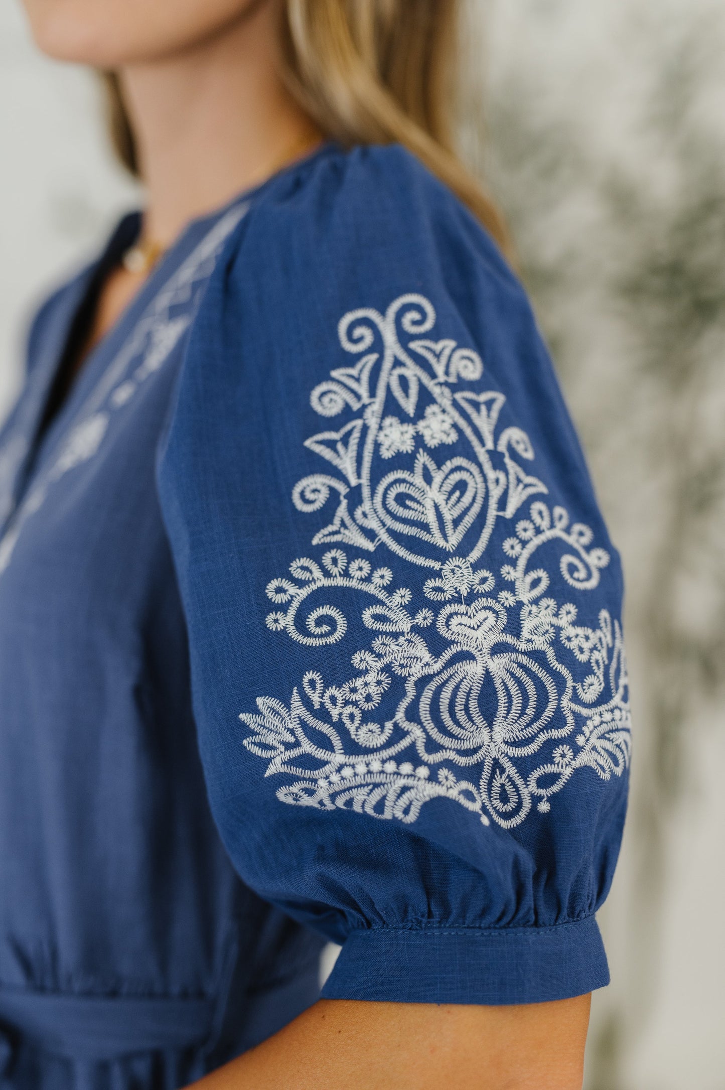 Delicate Devotion Puff Sleeve Dress in Blue (Online Exclusive)