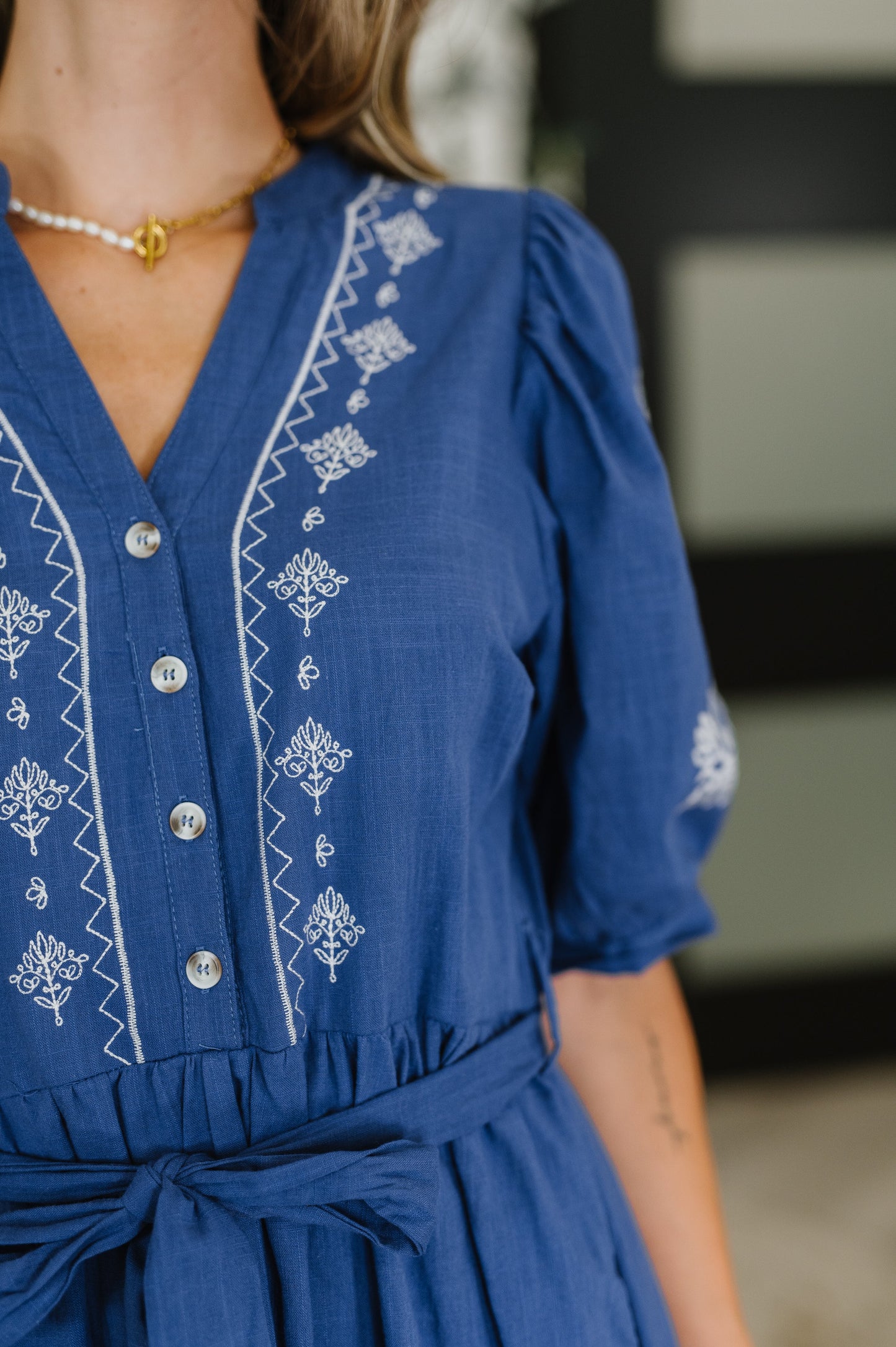 Delicate Devotion Puff Sleeve Dress in Blue (Online Exclusive)