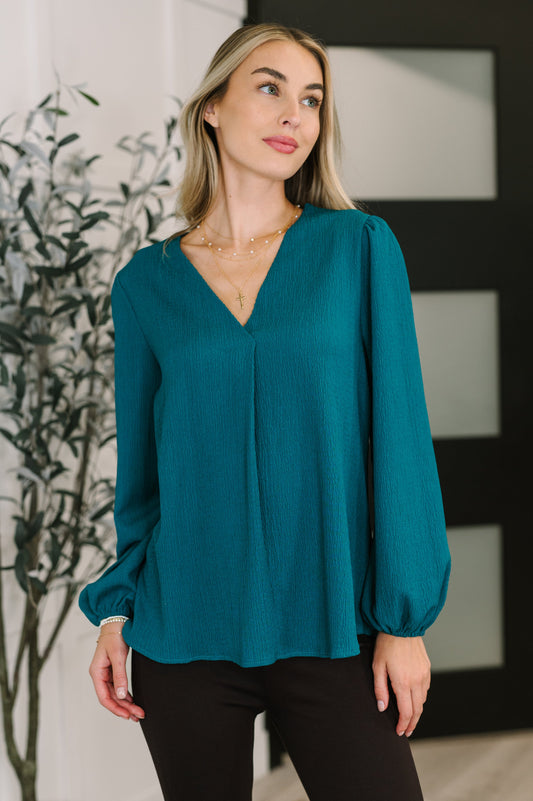 Desk to Dinner V-Neck Balloon Sleeve Blouse (Online Exclusive)