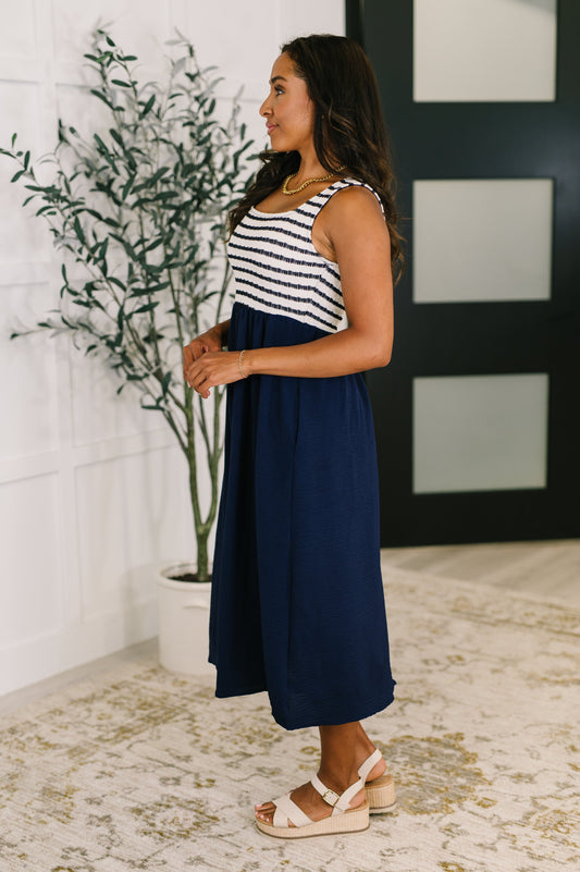 Dockside Darling Midi Dress in Navy (Online Exclusive)