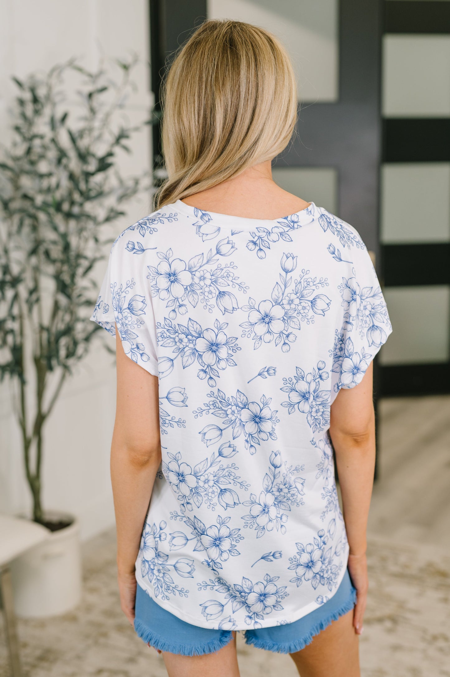 Down Right Delicate V-Neck Floral Top (Online Exclusive)