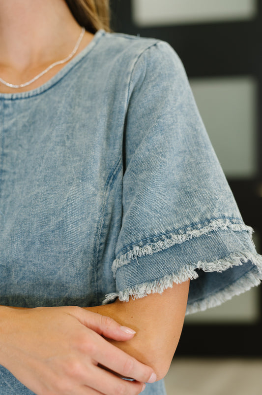 Dressed & Obsessed Chambray T-Shirt Dress in Indigo (Online Exclusive)