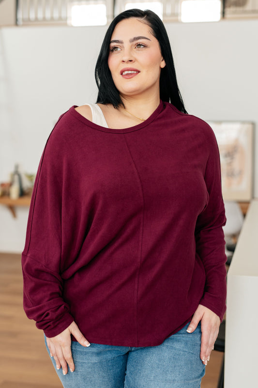 Drive Downtown Dolman Sleeve Top in Wine (Online Exclusive)