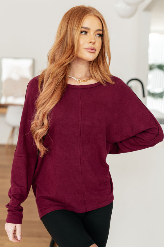 Drive Downtown Dolman Sleeve Top in Wine (Online Exclusive)