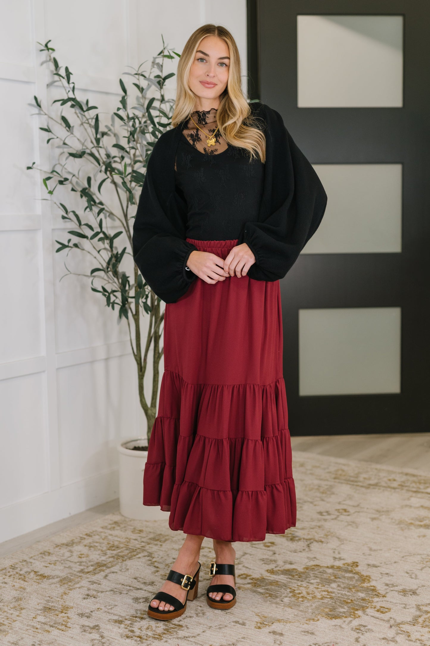 Easy Pick Tiered Maxi Skirt (Online Exclusive)