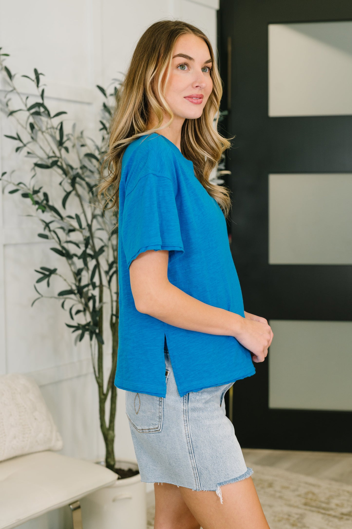 Effortless Edit Boxy Tee in Deep Sky (Online Exclusive)