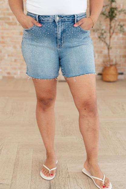 Judy Blue Elle High Rise Rhinestone Cutoff Shorts (Online Exclusive)