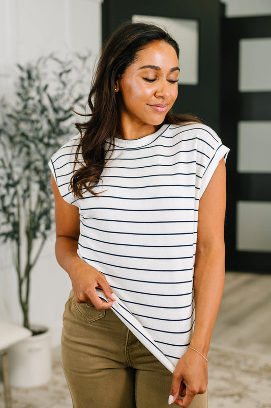 Everything In Between Striped Cap Sleeve Tee (Online Exclusive)