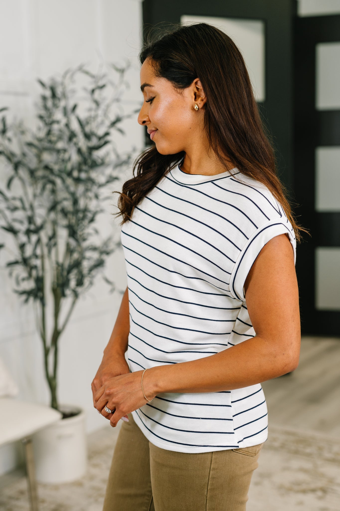 Everything In Between Striped Cap Sleeve Tee (Online Exclusive)