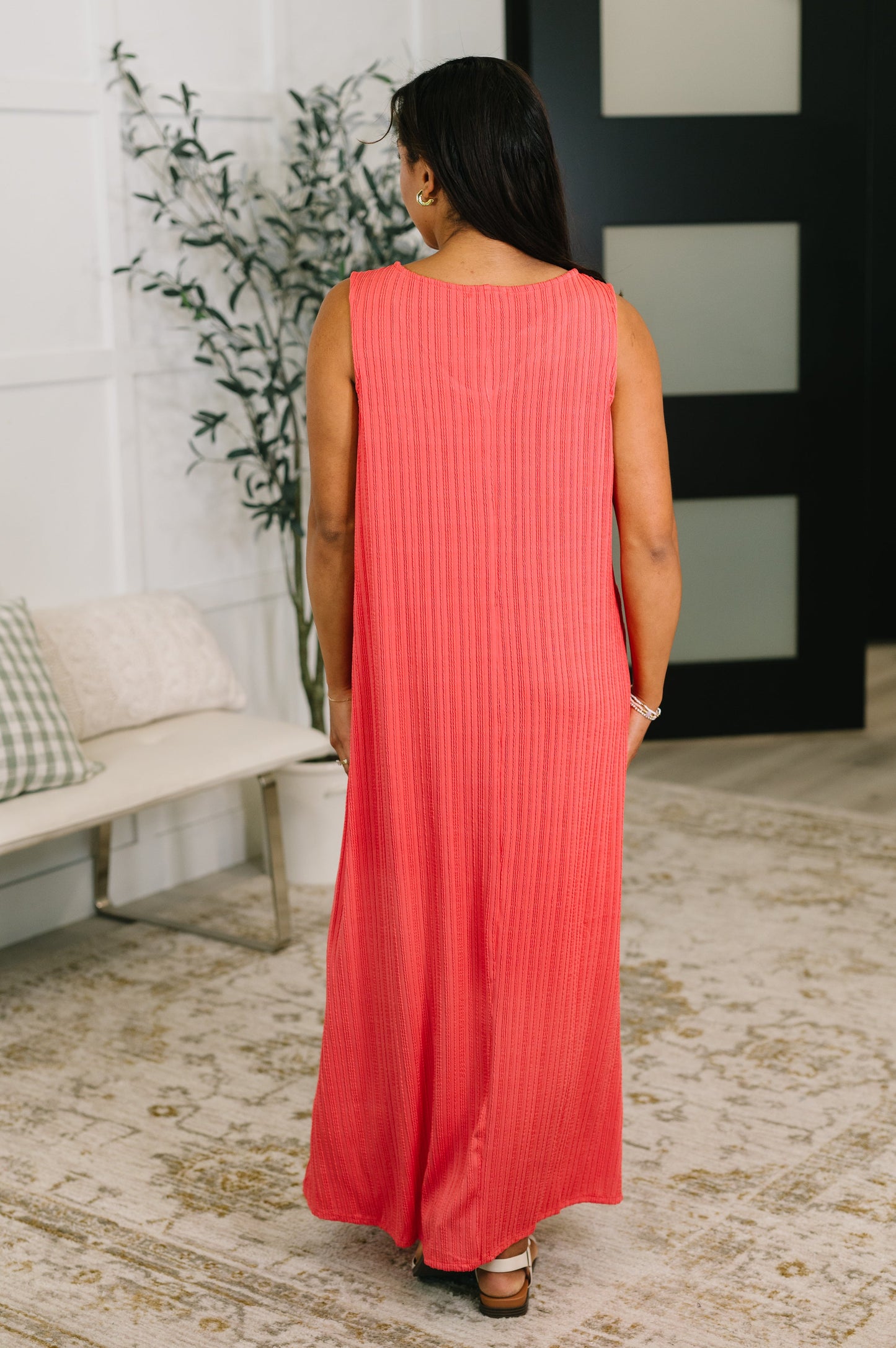 Everything She Wants Sleeveless Maxi Dress in Coral (Online Exclusive)
