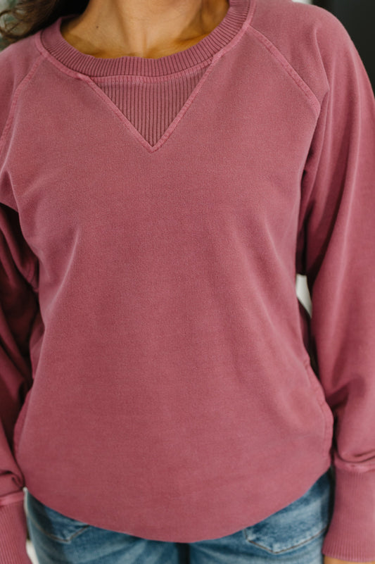 For the Experience Relaxed Pullover in Cabernet (Online Exclusive)