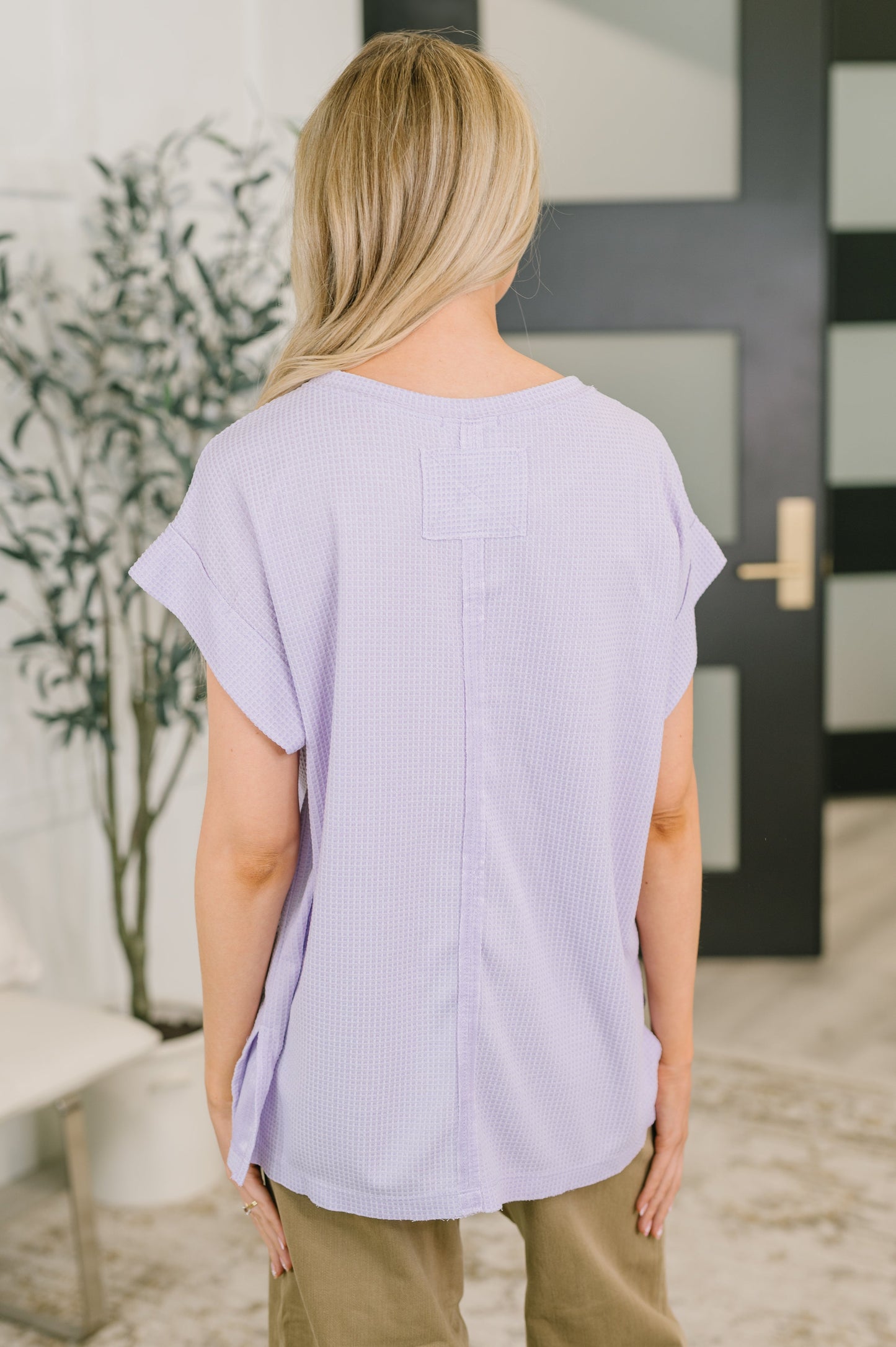 Foundation First Waffle Knit Relaxed Tee in Lilac (Online Exclusive)