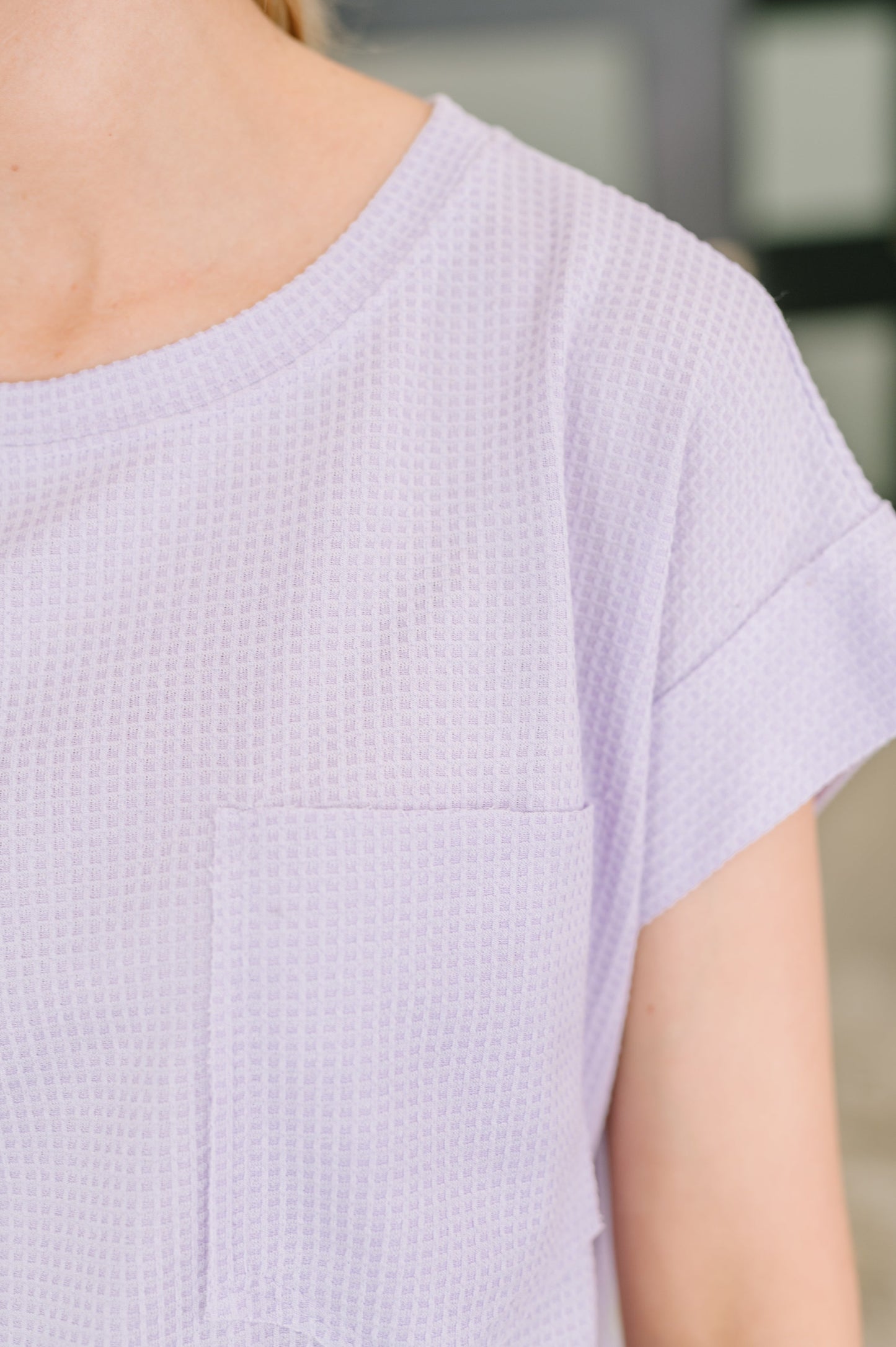 Foundation First Waffle Knit Relaxed Tee in Lilac (Online Exclusive)