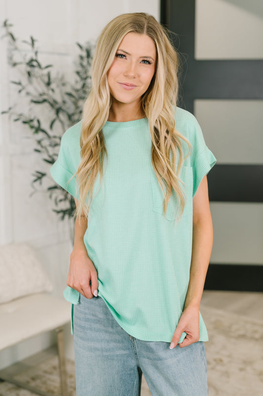Foundation First Waffle Knit Relaxed Tee in Mint (Online Exclusive)