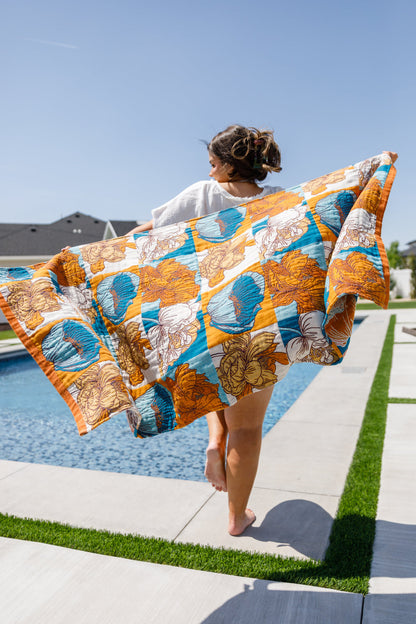 Luxury Beach Towel in Block Floral (Online Exclusive)