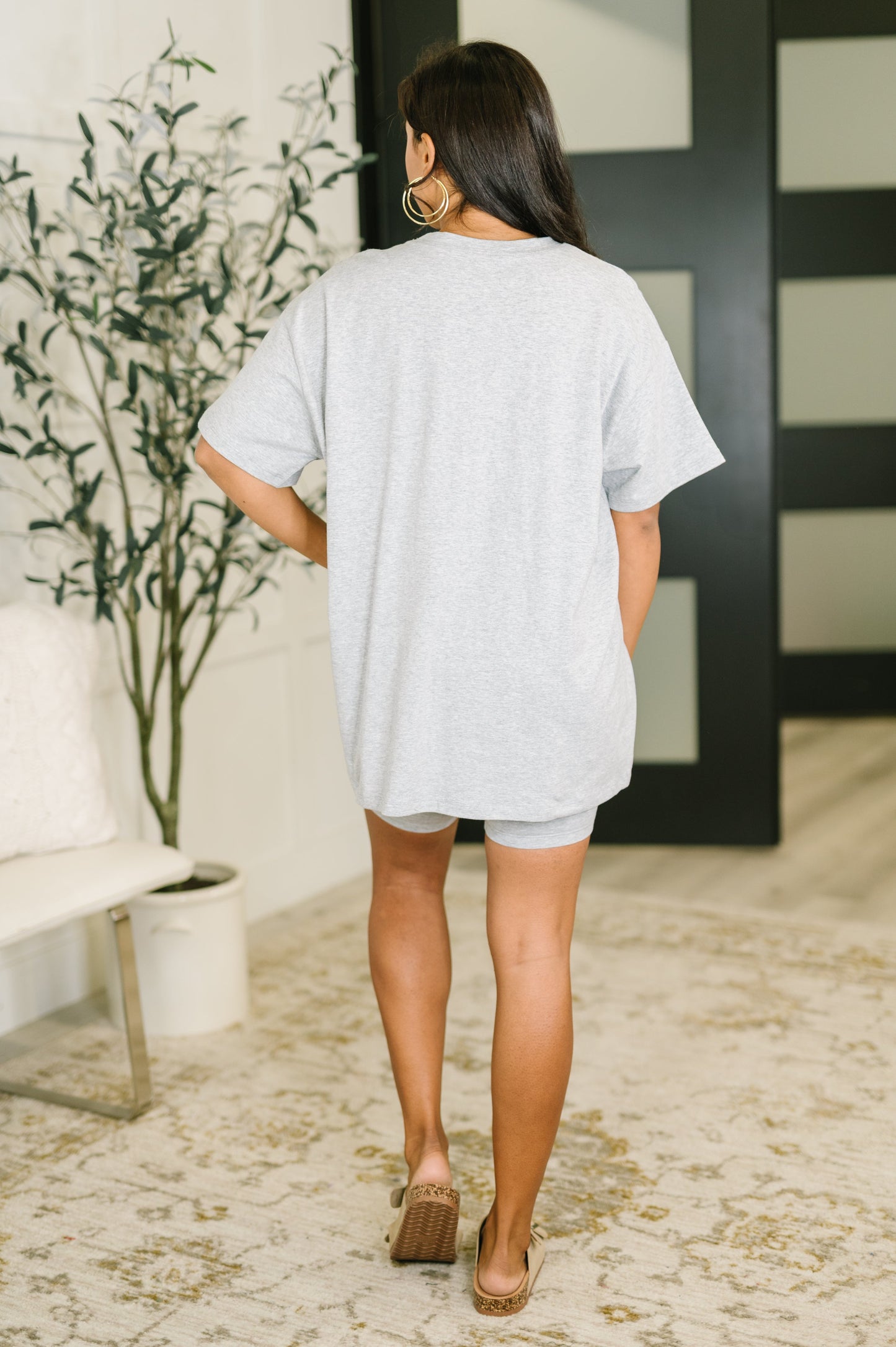 Going Far Top and Biker Short Set in H Grey (Online Exclusive)