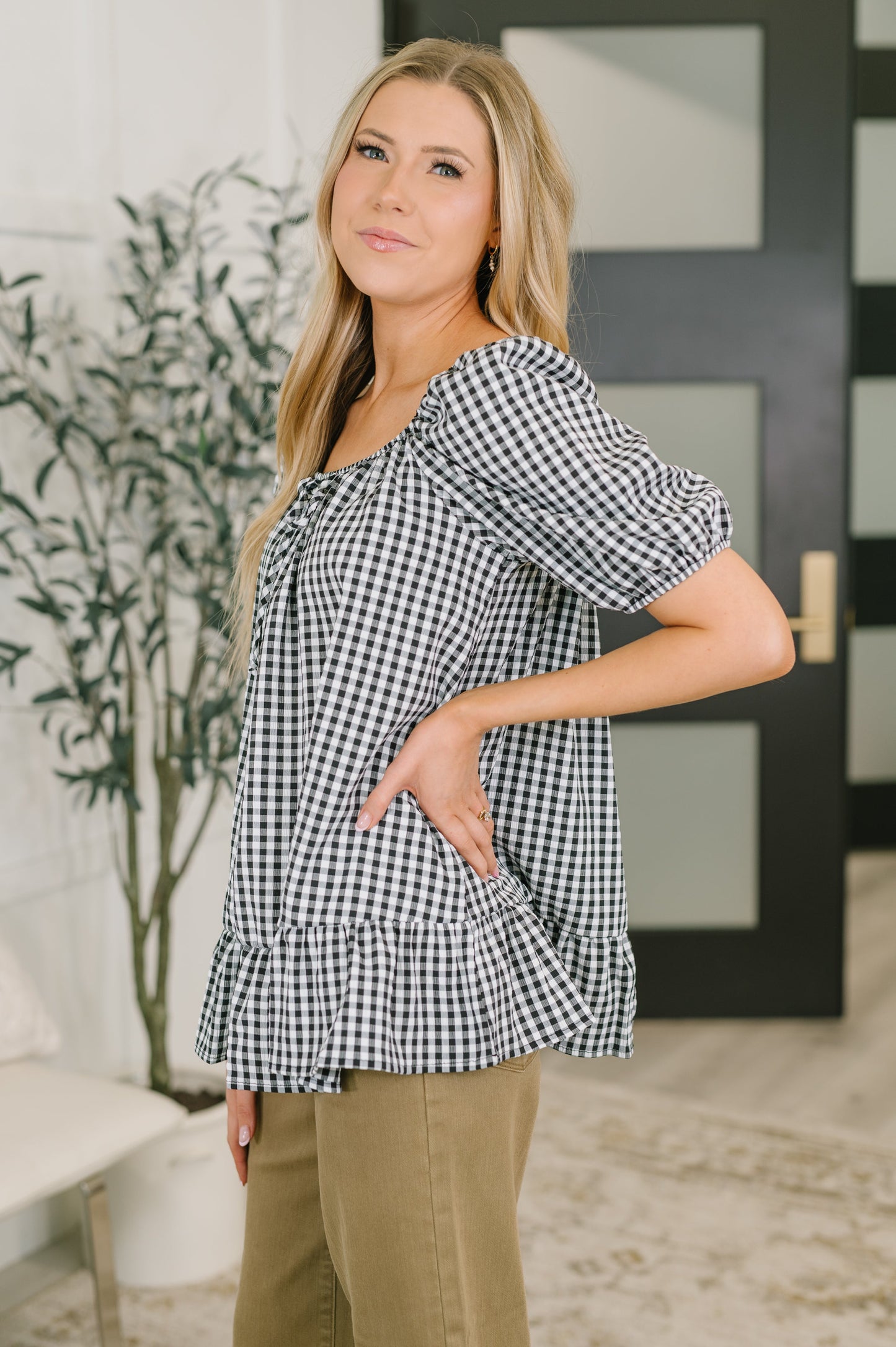 Great Gingham Square Neck Blouse (Online Exclusive)