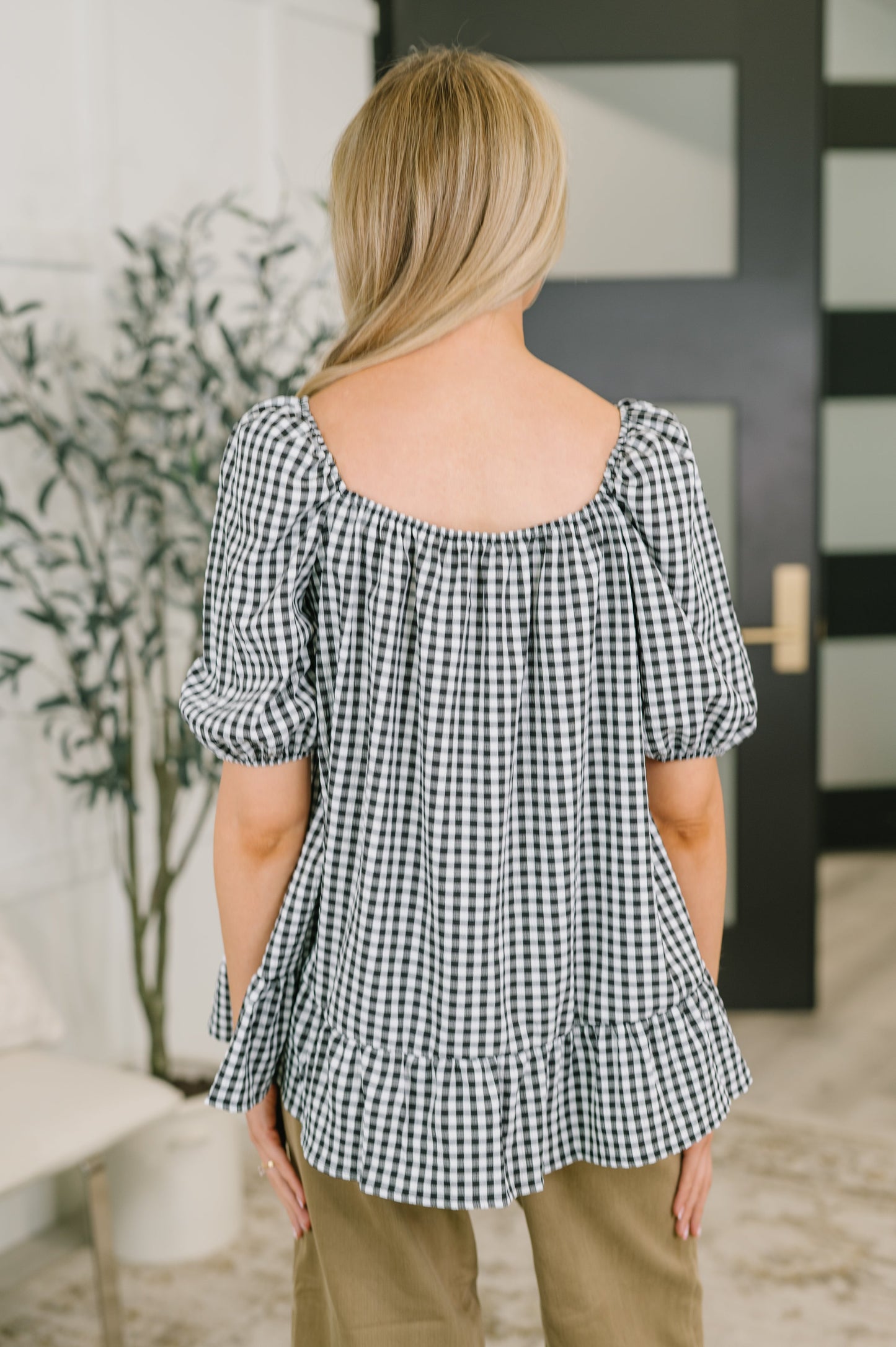 Great Gingham Square Neck Blouse (Online Exclusive)