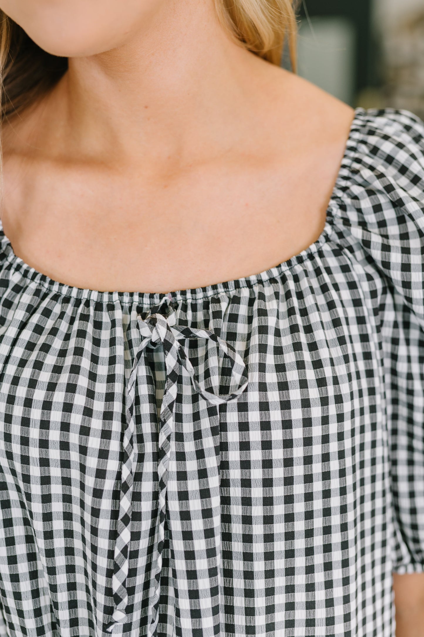 Great Gingham Square Neck Blouse (Online Exclusive)