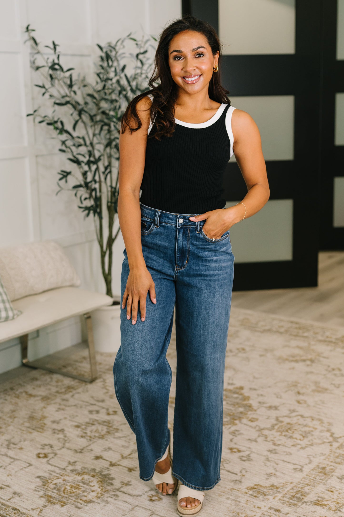 Handled It Contrast Trim Tank in Black (Online Exclusive)