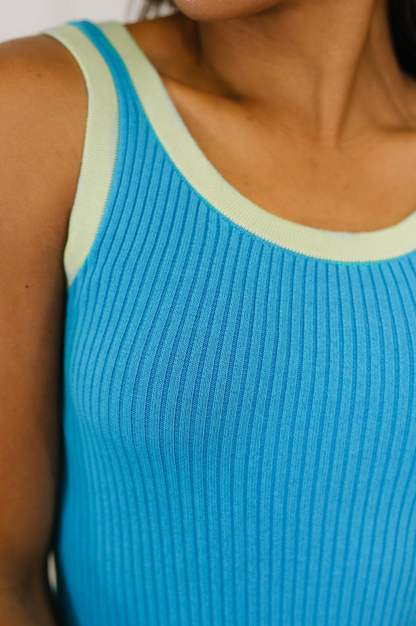 Handled It Contrast Trim Tank in Blue (Online Exclusive)