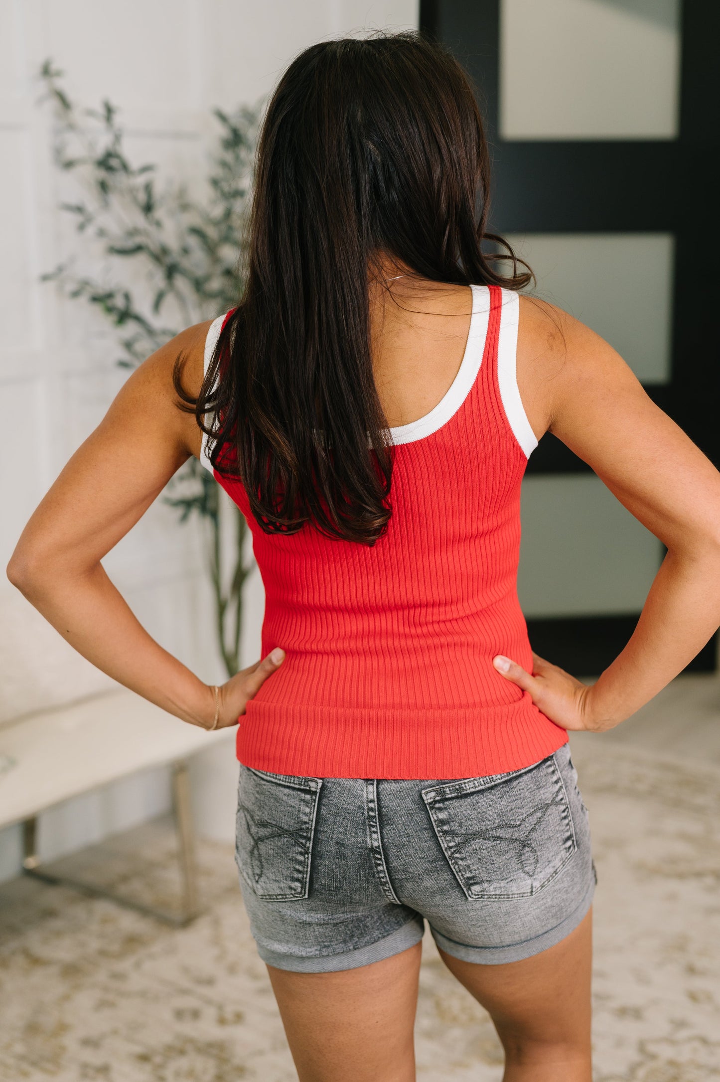 Handled It Contrast Trim Tank in Red (Online Exclusive)