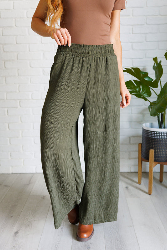 Harmony High Rise Wide Pants in Olive (Online Exclusive)