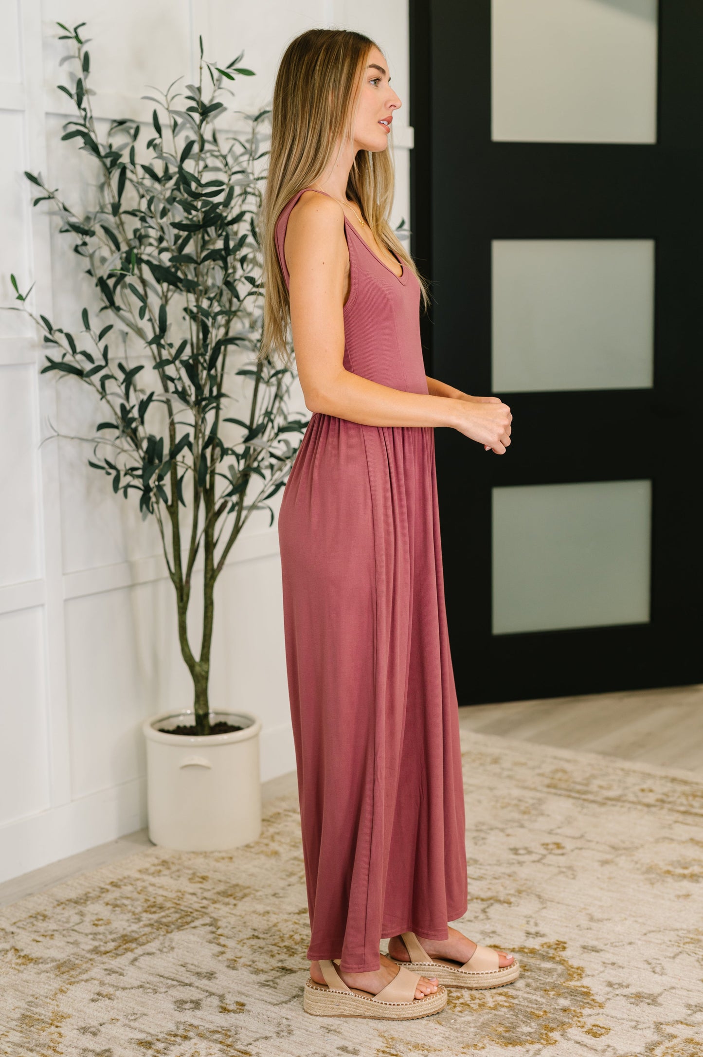 Head to Toe Whoa Gathered Wide Leg Jumpsuit in Mauve (Online Exclusive)
