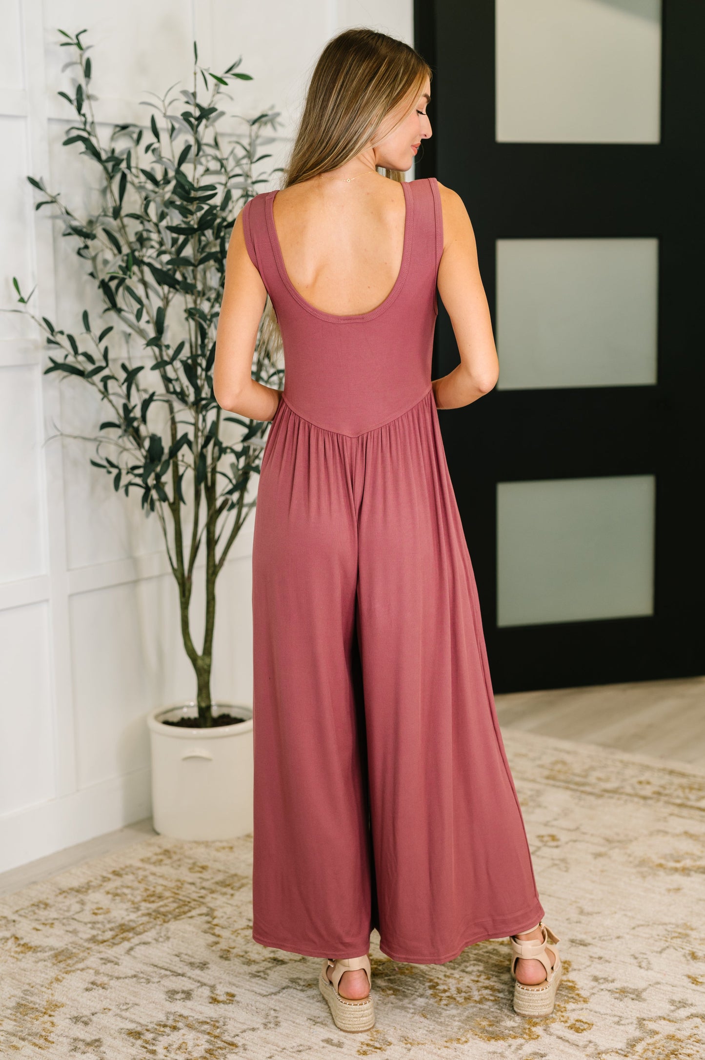 Head to Toe Whoa Gathered Wide Leg Jumpsuit in Mauve (Online Exclusive)