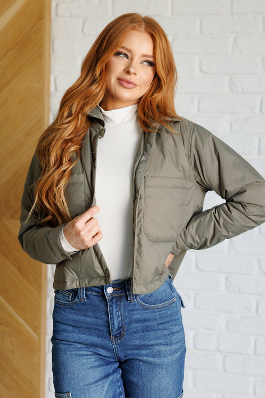 Hear Me Out Lightweight Puffer Jacket in Olive (Online Exclusive)