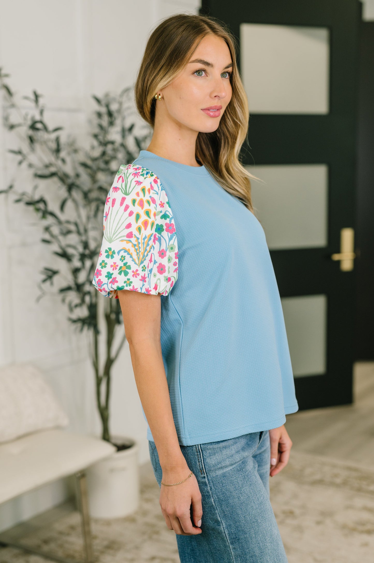 High Expectations Contrast Puff Sleeve Blouse (Online Exclusive)