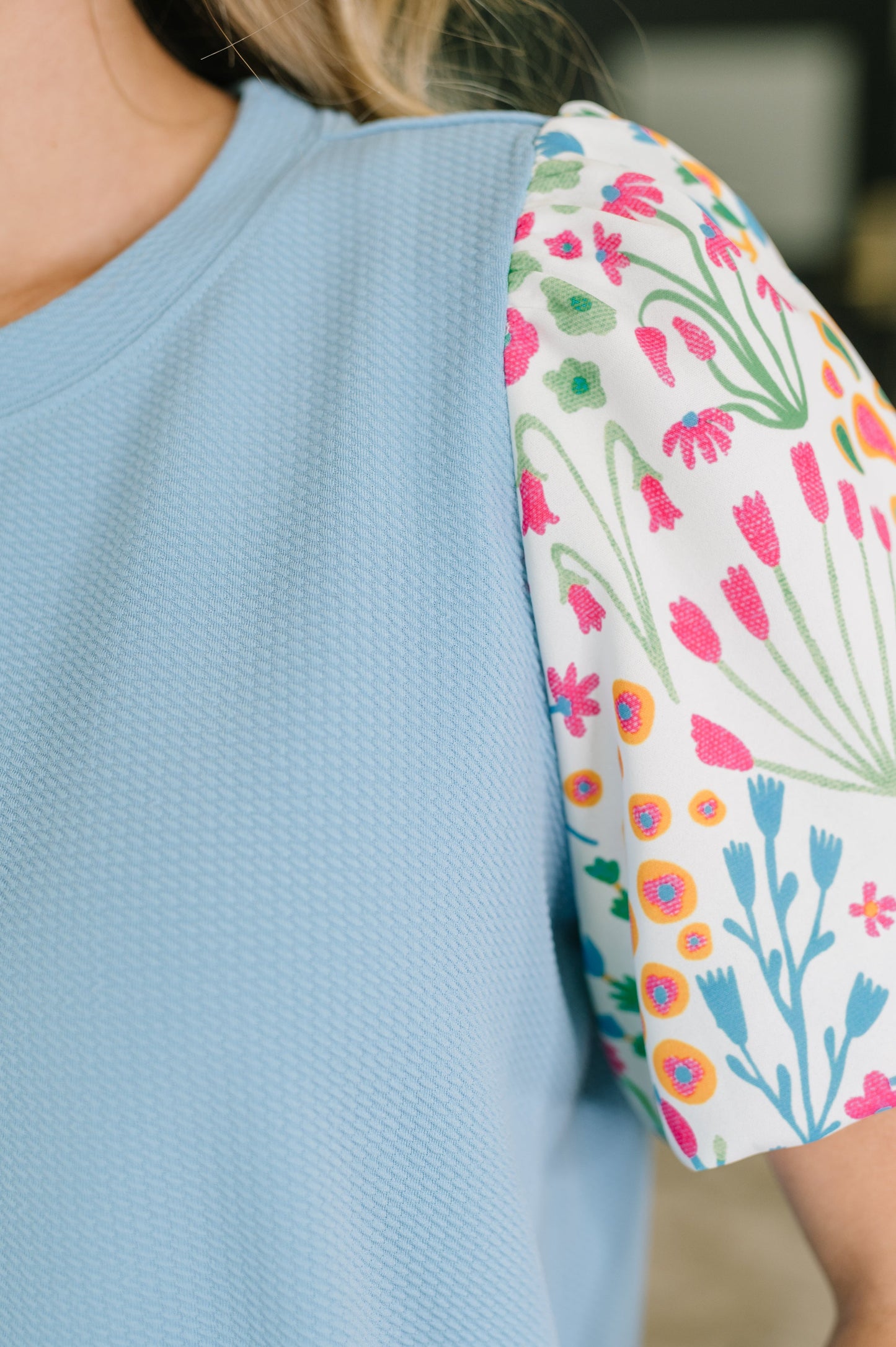 High Expectations Contrast Puff Sleeve Blouse (Online Exclusive)