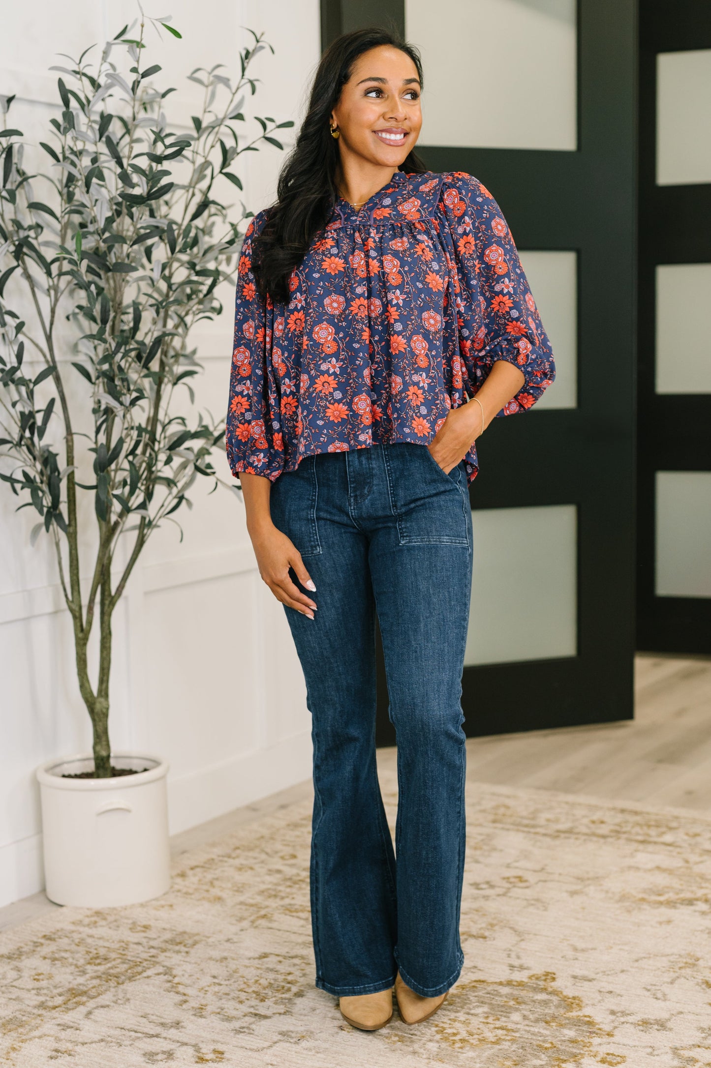 Hitherto Unknown Floral Babydoll Blouse (Online Exclusive)