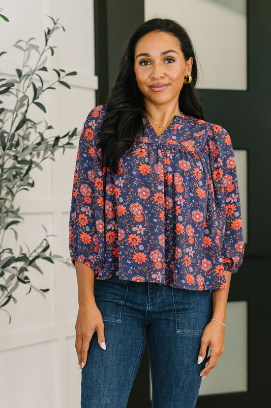 Hitherto Unknown Floral Babydoll Blouse (Online Exclusive)