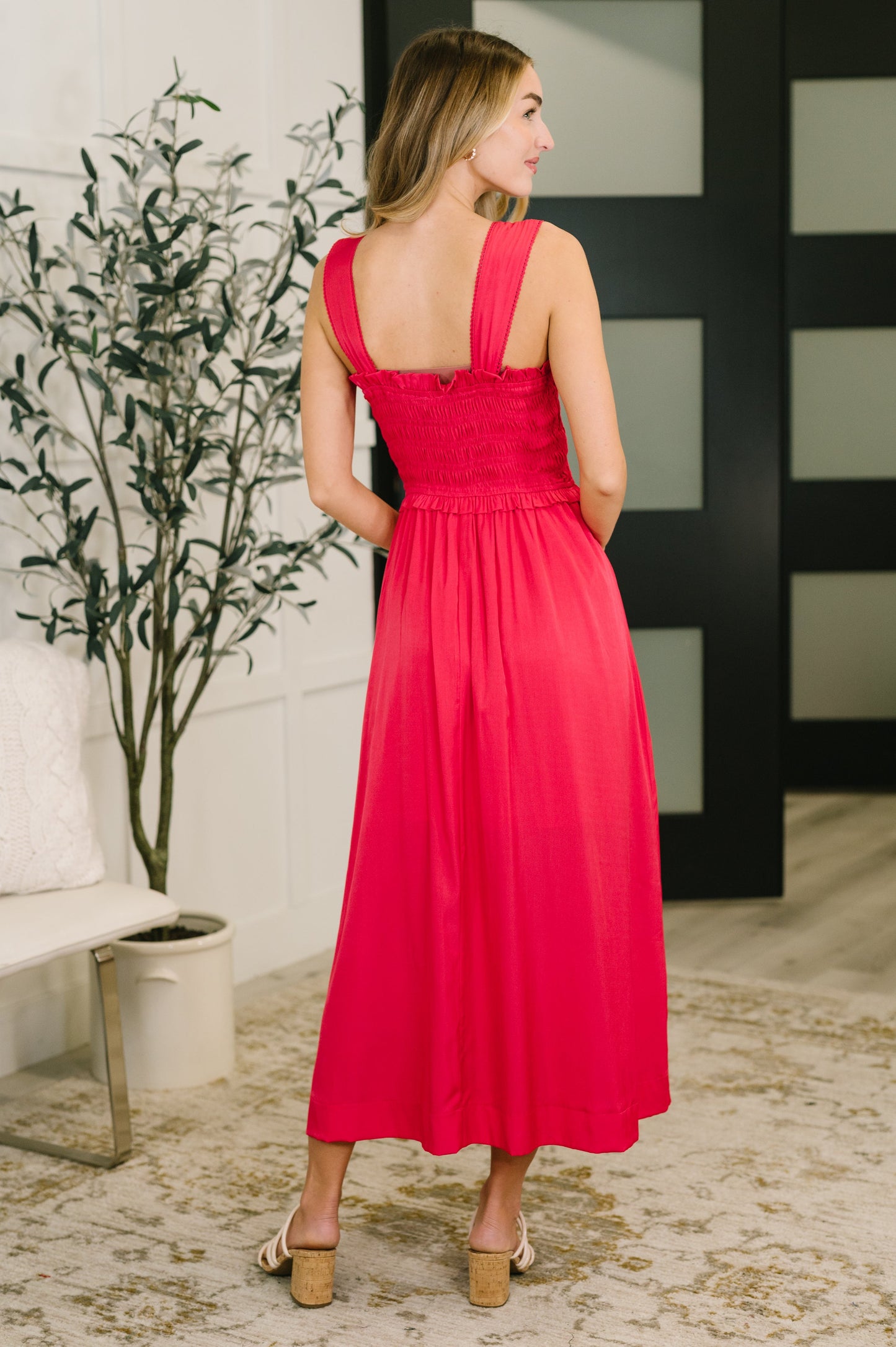 Hold Me Down Midi Dress in Fuchsia (Online Exclusive)