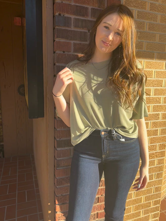 Light Sage Relaxed Crop Top
