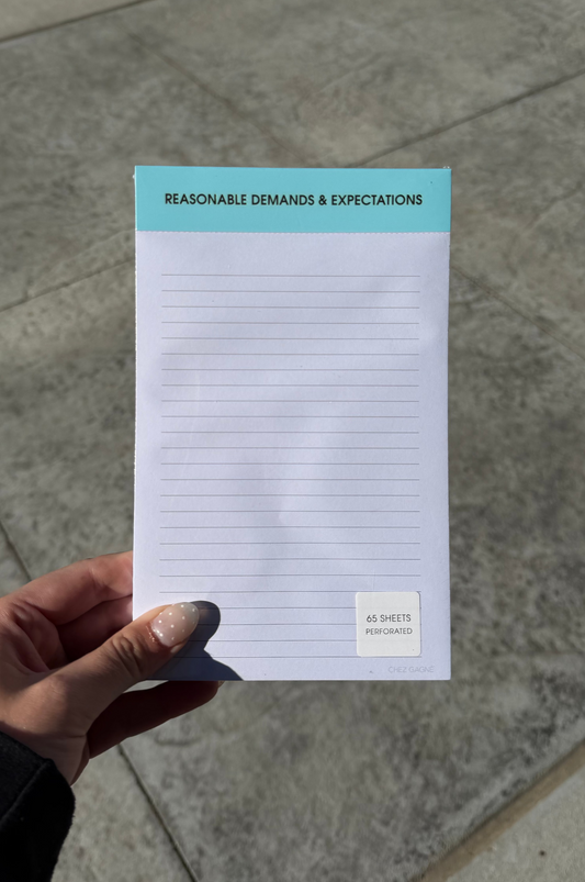Reasonable Demands and Expectations Notepad