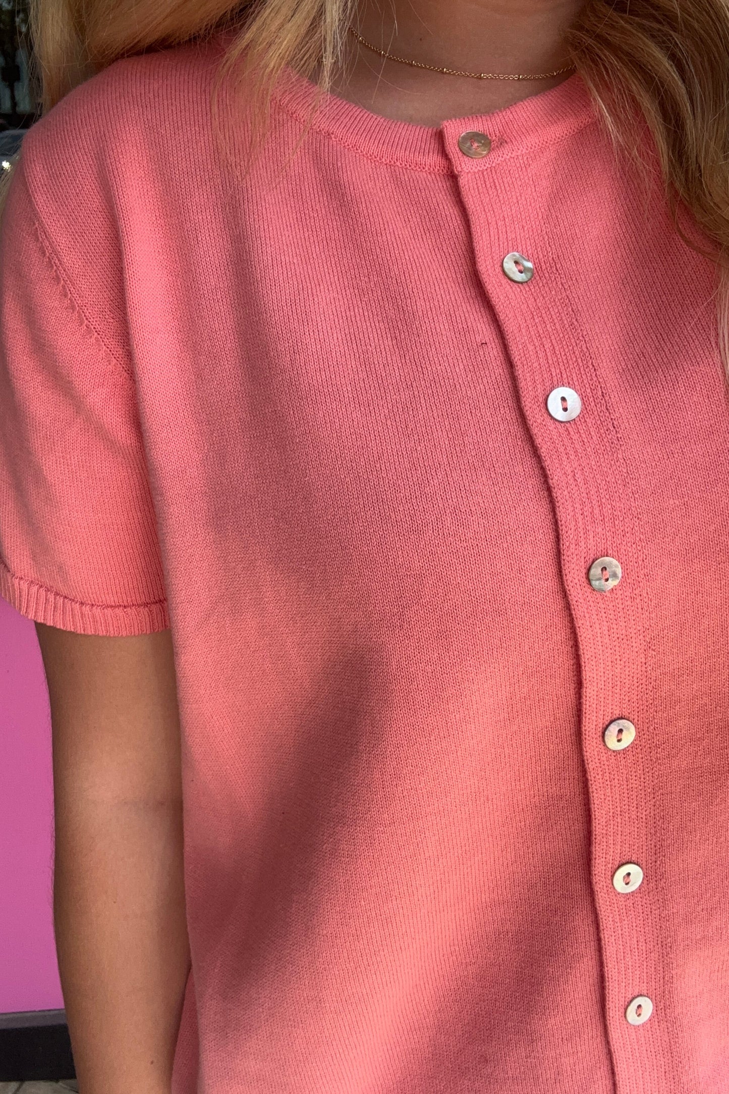 Melon Button Up Cardigan Tee