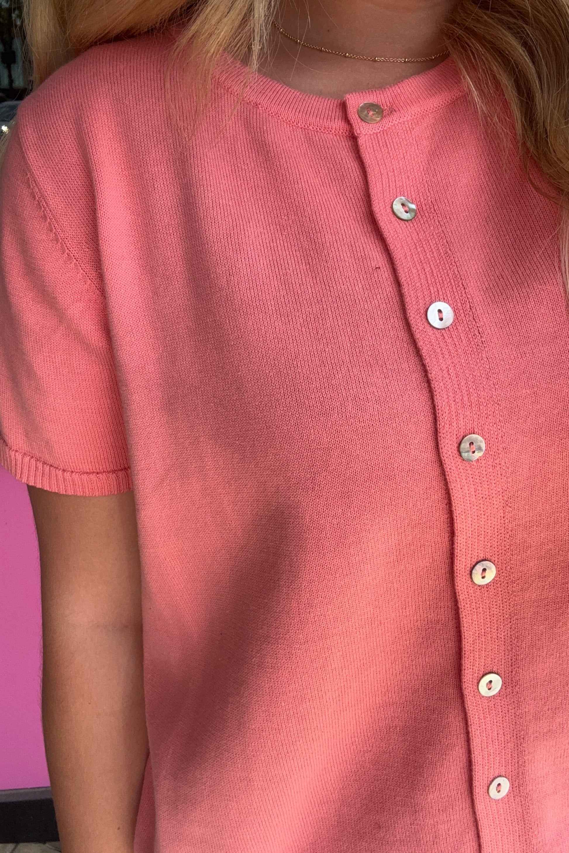 Melon Button Up Cardigan Tee