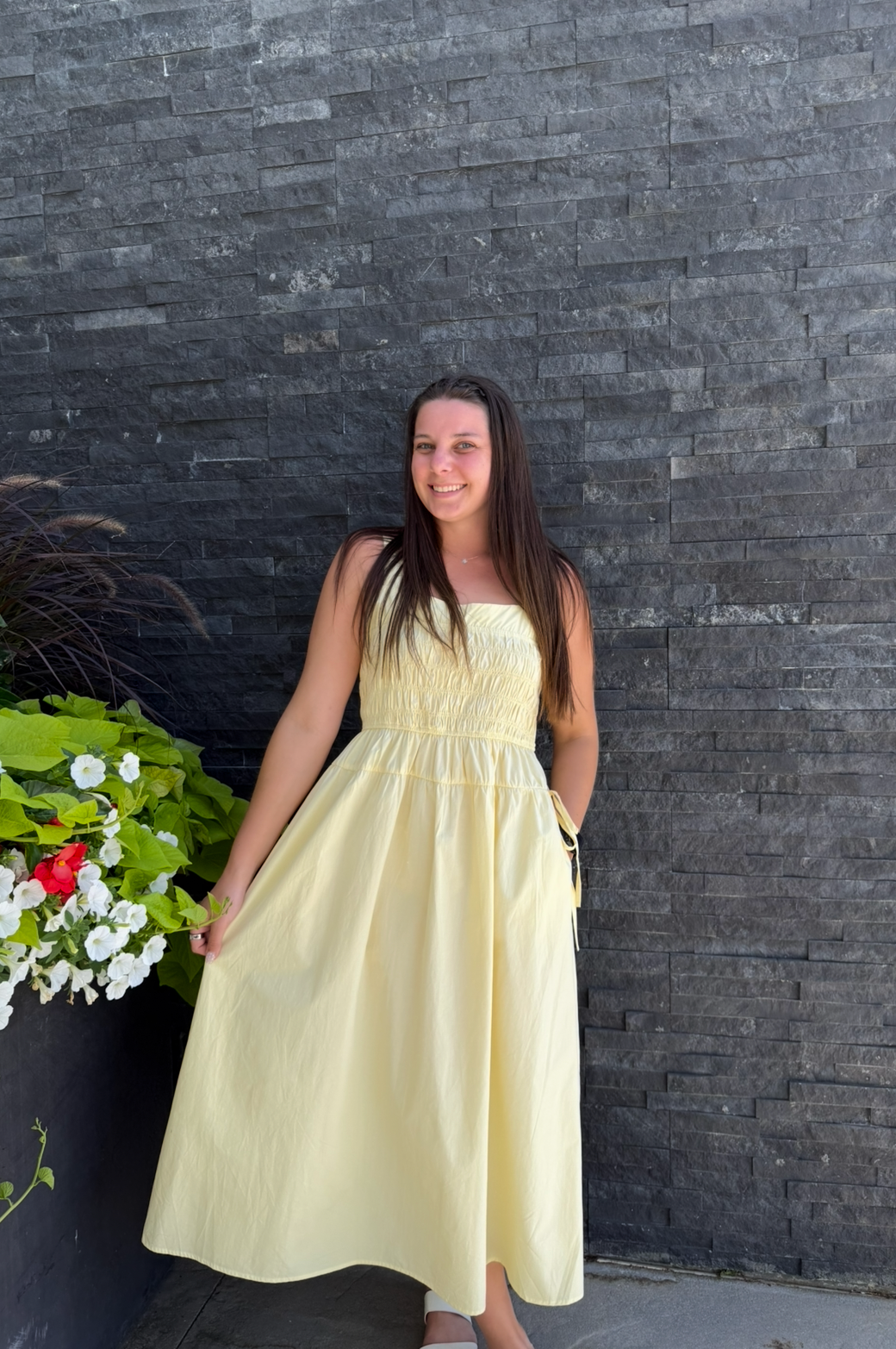Lemon Yellow Midi Dress